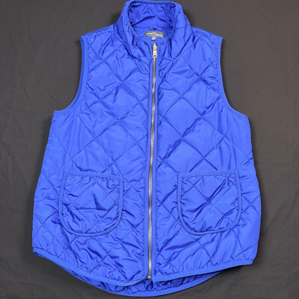 Market‎ & Spruce Wilco Full Zip Puffy Quilted Blue Vest Medium